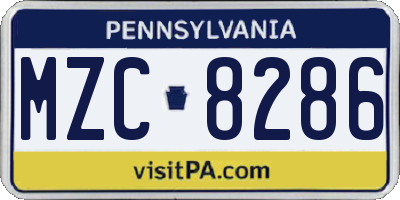 PA license plate MZC8286