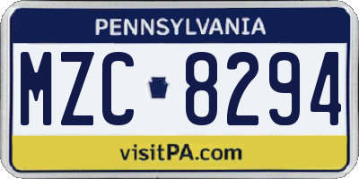 PA license plate MZC8294