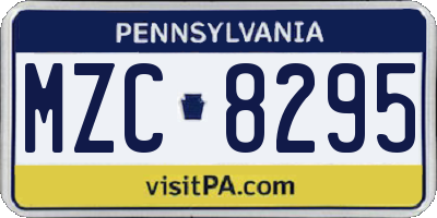 PA license plate MZC8295