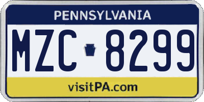 PA license plate MZC8299