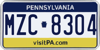 PA license plate MZC8304