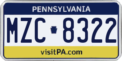 PA license plate MZC8322