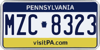 PA license plate MZC8323