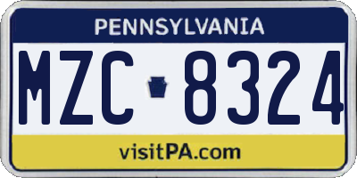 PA license plate MZC8324