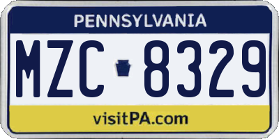 PA license plate MZC8329