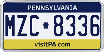 PA license plate MZC8336