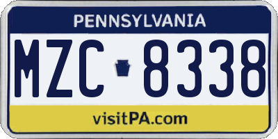 PA license plate MZC8338