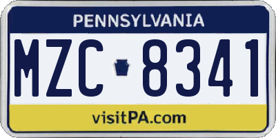 PA license plate MZC8341