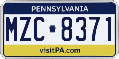 PA license plate MZC8371