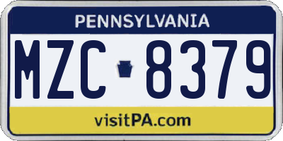 PA license plate MZC8379