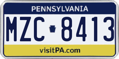 PA license plate MZC8413