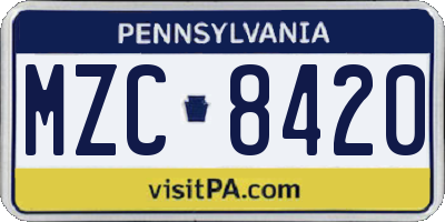 PA license plate MZC8420