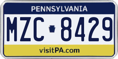 PA license plate MZC8429