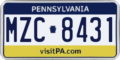PA license plate MZC8431