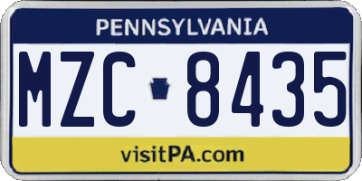 PA license plate MZC8435