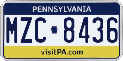 PA license plate MZC8436