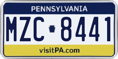 PA license plate MZC8441