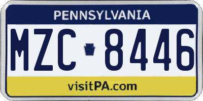 PA license plate MZC8446