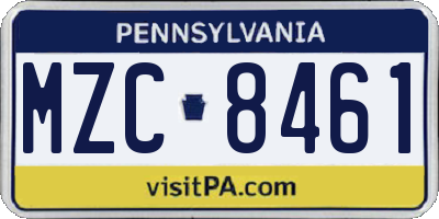 PA license plate MZC8461