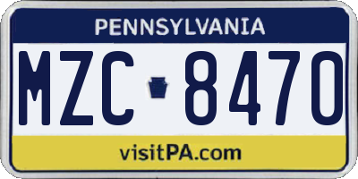 PA license plate MZC8470