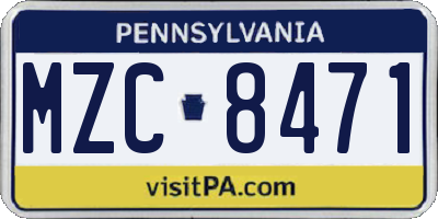 PA license plate MZC8471