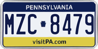 PA license plate MZC8479
