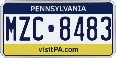 PA license plate MZC8483