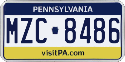 PA license plate MZC8486