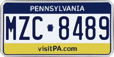PA license plate MZC8489