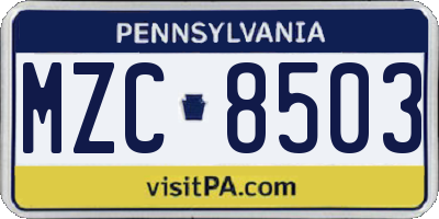 PA license plate MZC8503