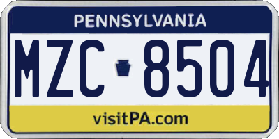 PA license plate MZC8504