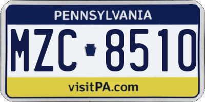 PA license plate MZC8510