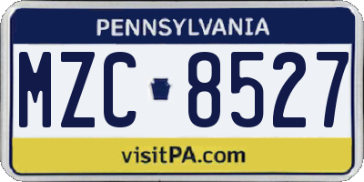 PA license plate MZC8527