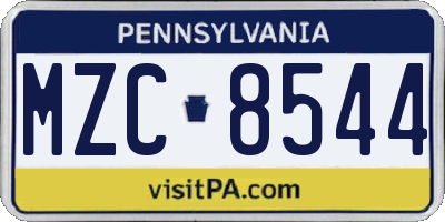 PA license plate MZC8544