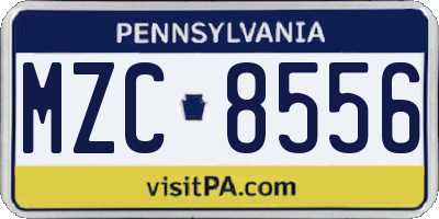 PA license plate MZC8556
