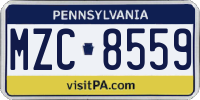 PA license plate MZC8559