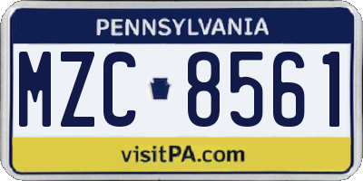 PA license plate MZC8561