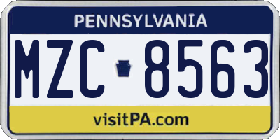 PA license plate MZC8563