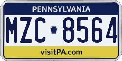 PA license plate MZC8564
