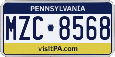 PA license plate MZC8568