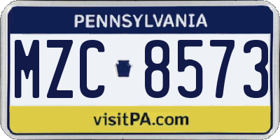 PA license plate MZC8573