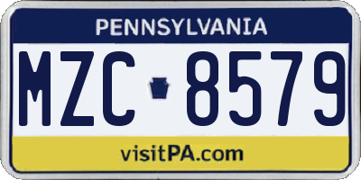 PA license plate MZC8579