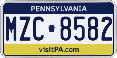 PA license plate MZC8582