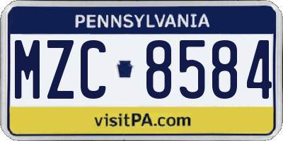 PA license plate MZC8584