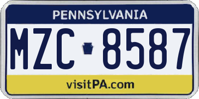 PA license plate MZC8587