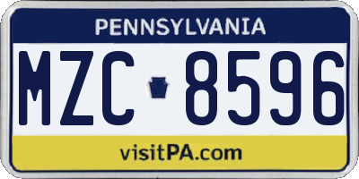 PA license plate MZC8596