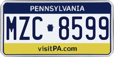 PA license plate MZC8599