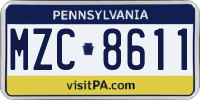 PA license plate MZC8611