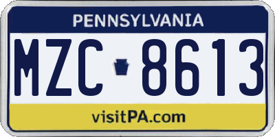 PA license plate MZC8613