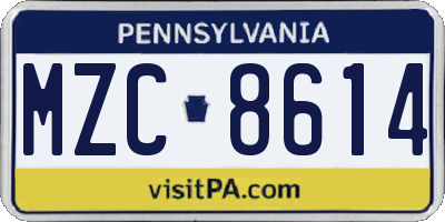 PA license plate MZC8614